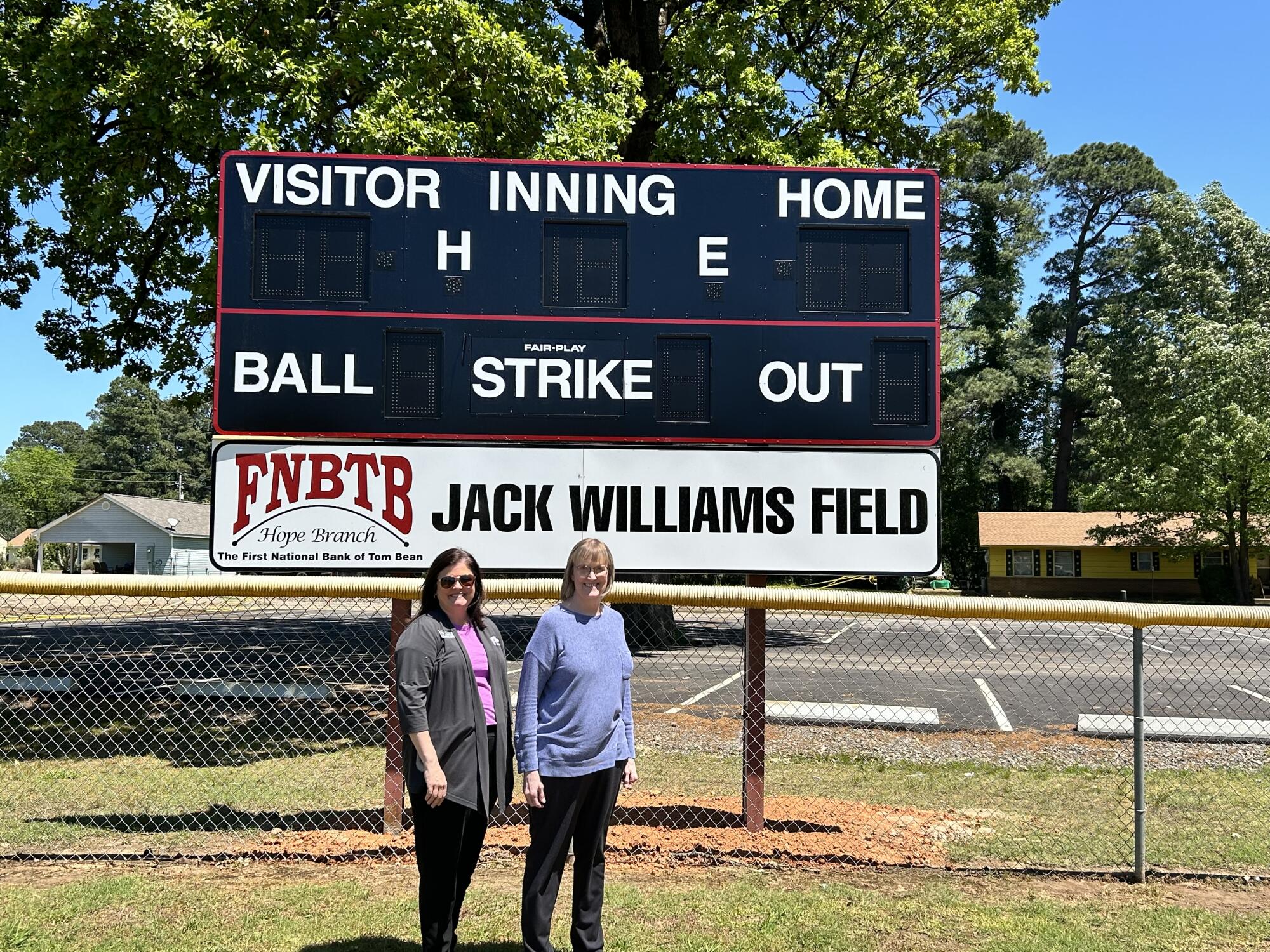 First National Bank of Tom Bean donates new scoreboard