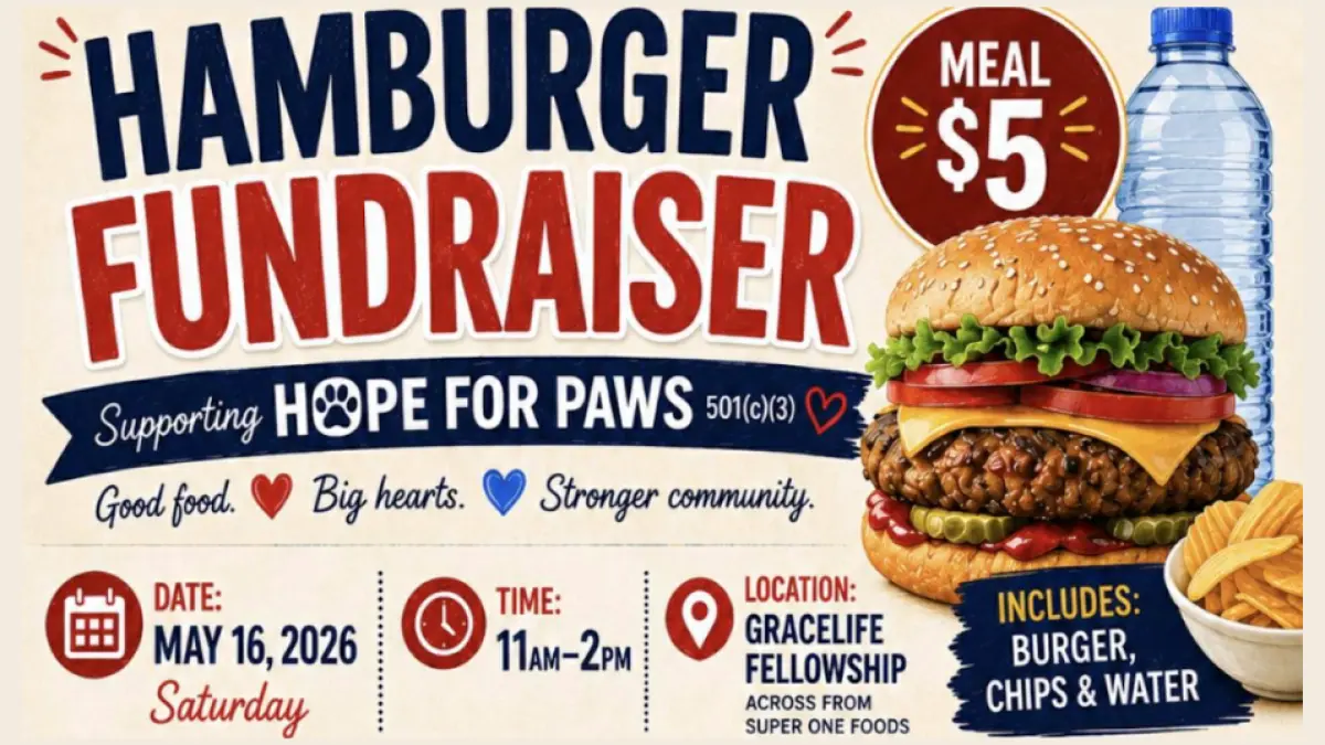 Hope for Paws Hamburger Fundraiser May 16, 2026