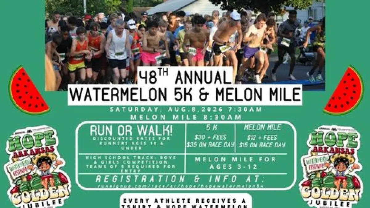 Register for the 48th Annual Watermelon 5K & Melon Mile at the 50th Hope Watermelon Festival