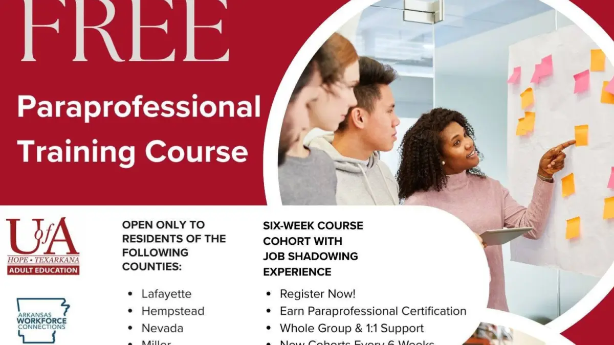 UA Hope-Texarkana Adult Education to Offer Free Paraprofessional Training Course
