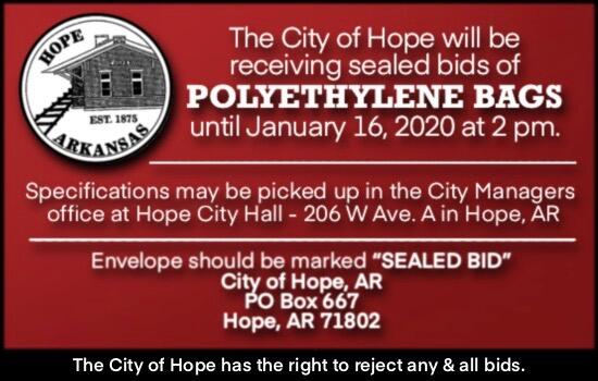 City of Hope Accepting Sealed Bids for Polyethylene Bags Until January 16, 2020.