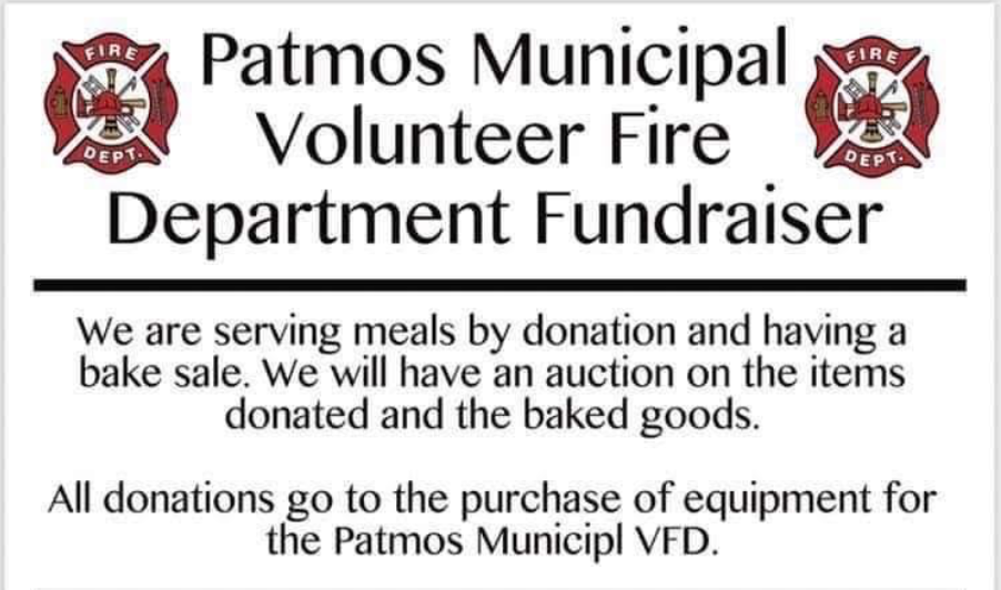 Patmos VFD Fundraiser Saturday, April 2nd