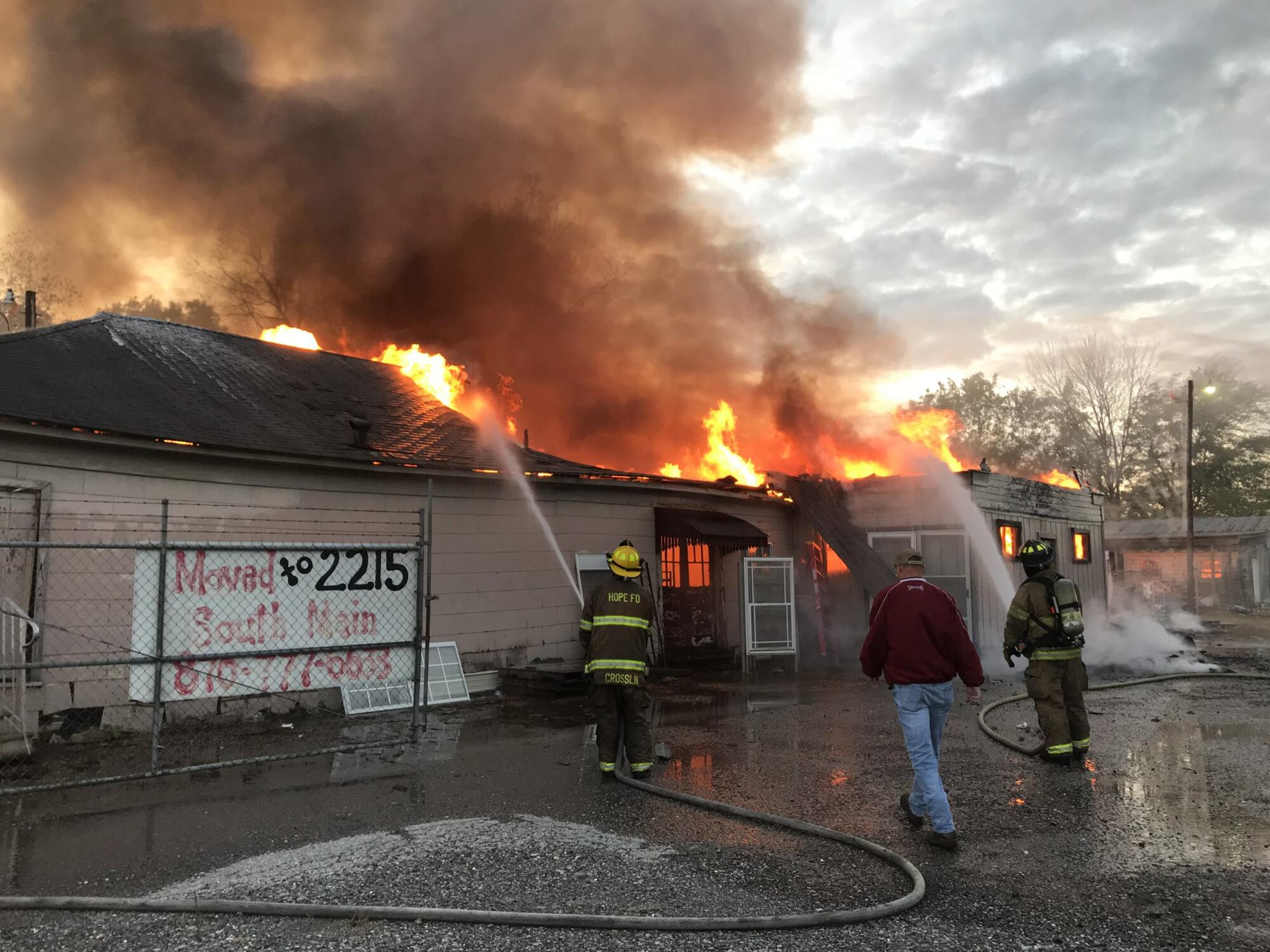 Old B&R Building on Fire