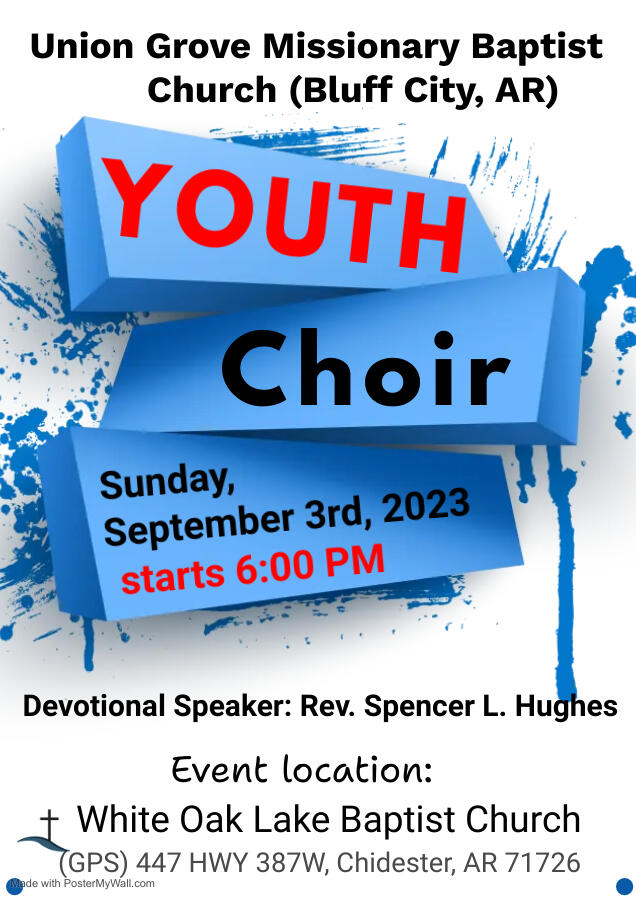 UGMBC Youth Choir to perform at White Oak Lake Baptist Church