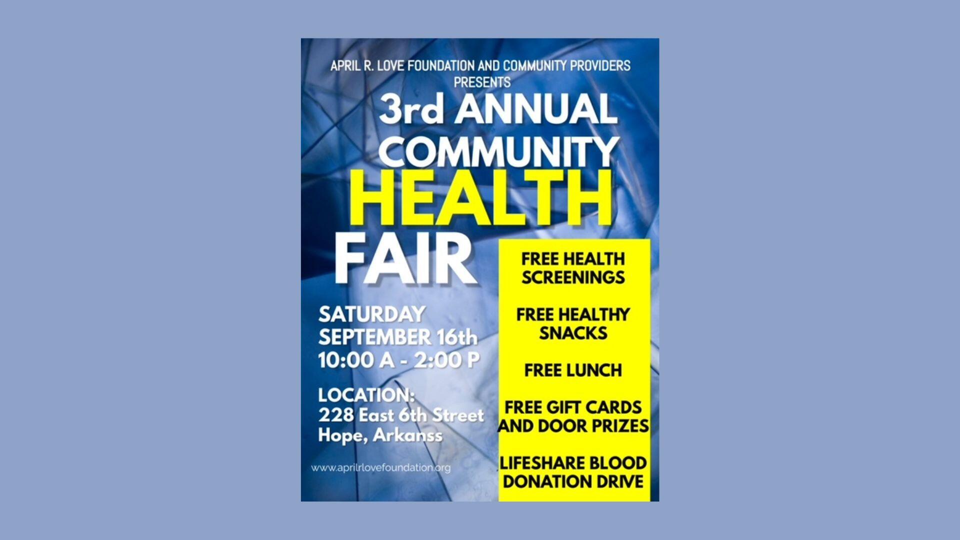 April Love Foundation & Community Providers presents 3rd Annual Community Health Fair