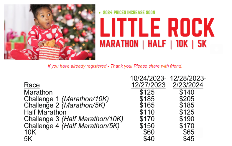 Little Rock Marathon Registration Prices will Increase Soon 