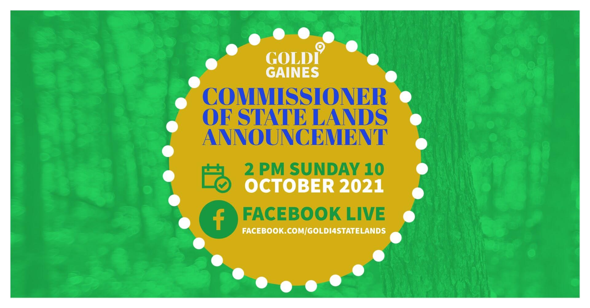 Goldi Gaines Candidacy Announcement at 2pm Today